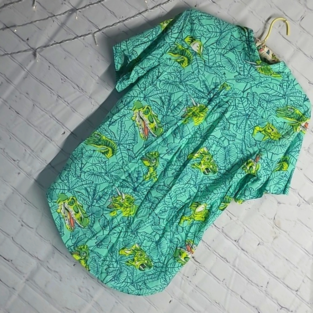 Cat & Jack Tropical Vibrant Dinosaur Dino Button Down Shirt Youth Size XL 16 - Picture 13 of 17